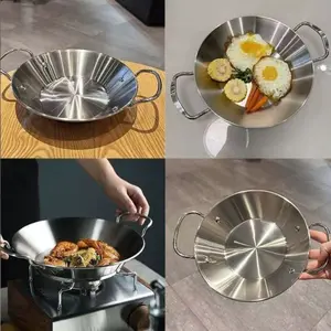 Stainless Steel Thickened Soup Pot, Spanish Seafood Rice Cooker, Dry Pot, Dual Ear Baking Dish, Flat Bottom Pan, Serving Tray, Small Cooking Pot, Stainless Steel Cookware, Cookware Pots