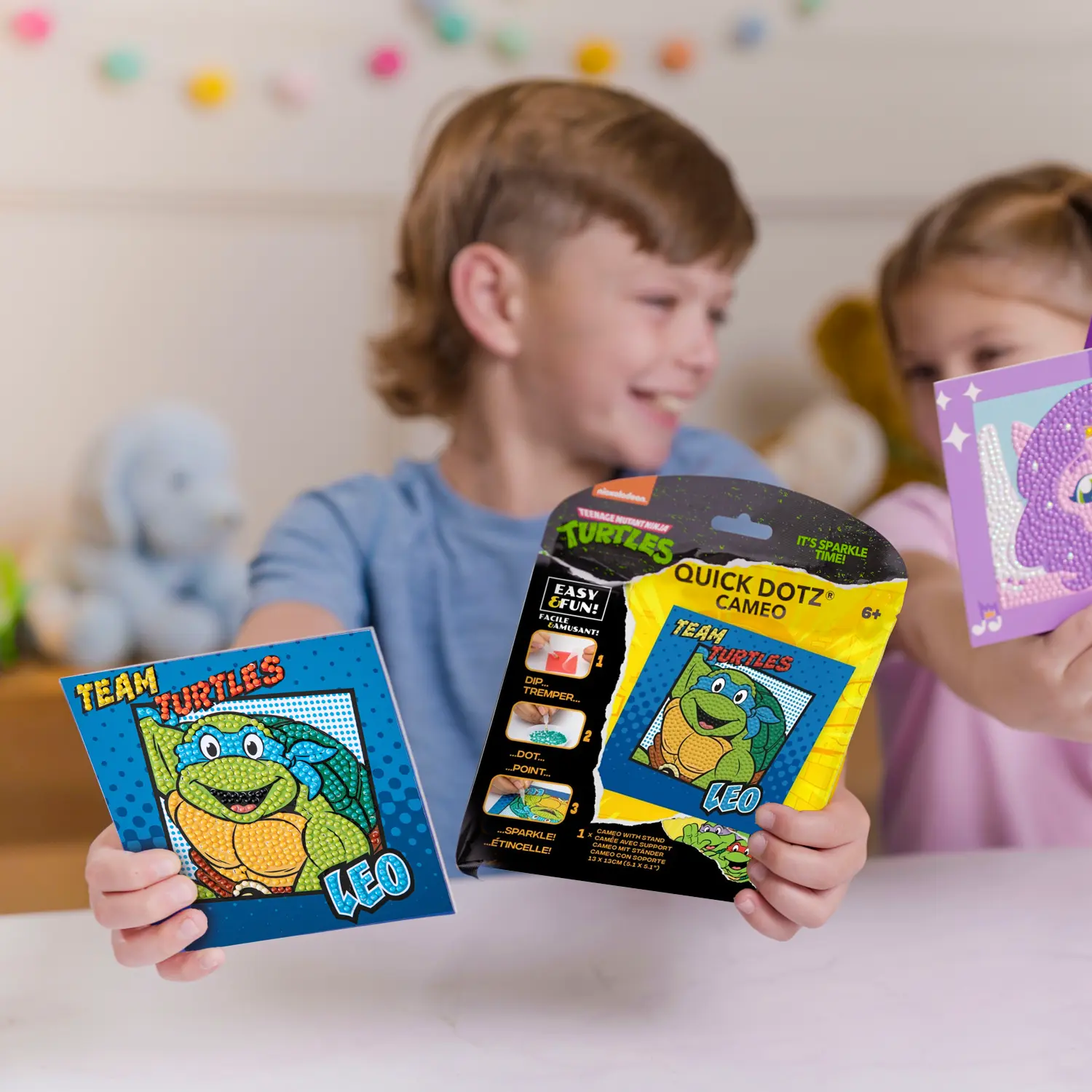 Diamond Dotz DOTZIES TMNT Leo Kit - 5.1"x5.1" Round Dot Portrait, Kids' Diamond Art, Easy Instructions, Vibrant Colors, Display Compatible