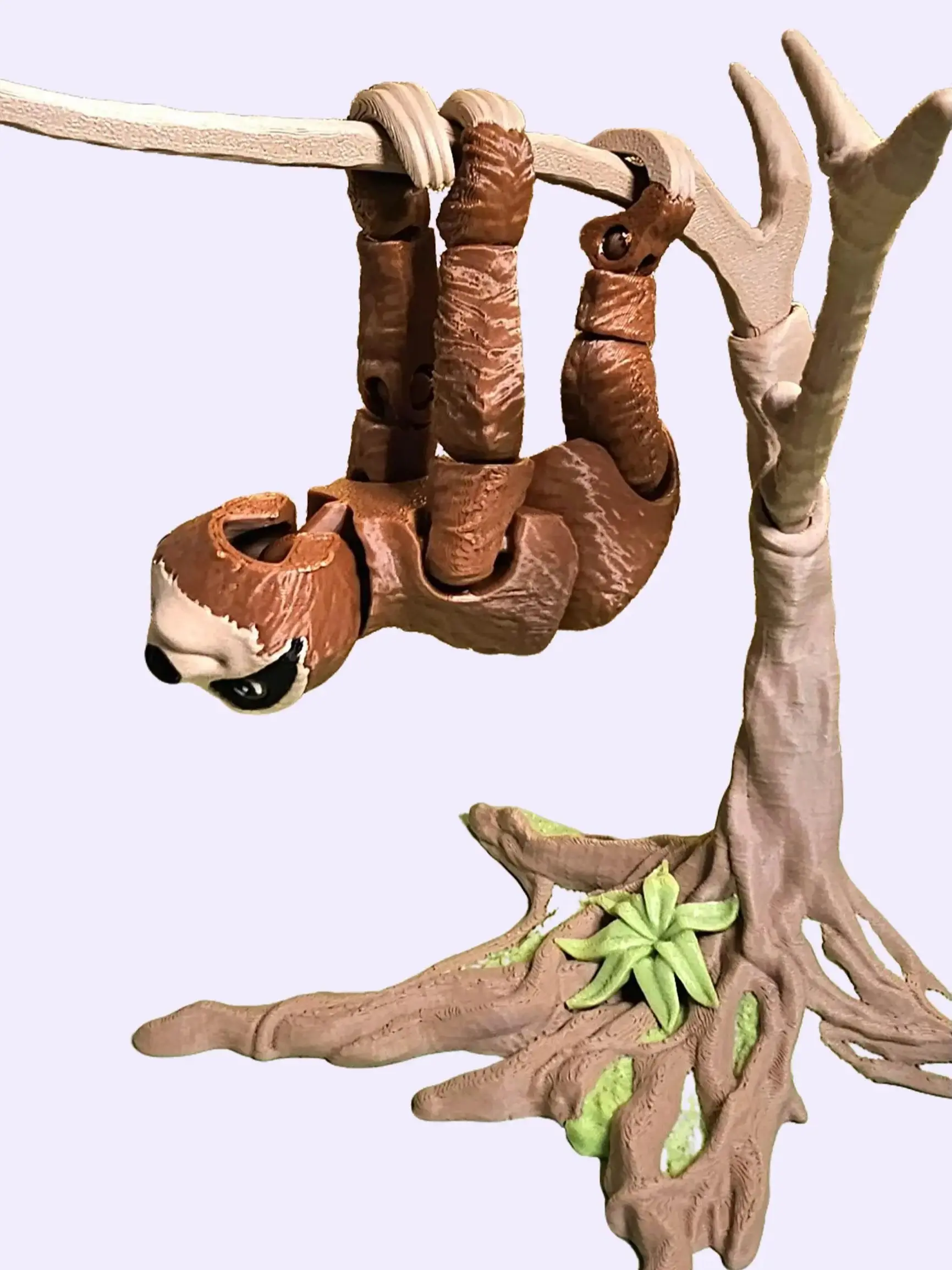 Articulating Sloth Fidget Toy with Optional Tree Branch Display 3D Printed Desk Pet Cute Animal Gift for Stress Relief