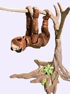 Articulating Sloth Fidget Toy with Optional Tree Branch Display 3D Printed Desk Pet Cute Animal Gift for Stress Relief