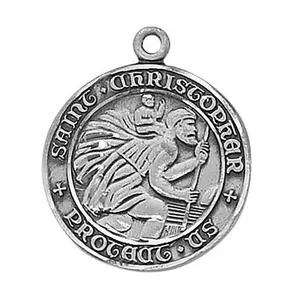 Saint Christopher Sterling Silver Creed Pendant