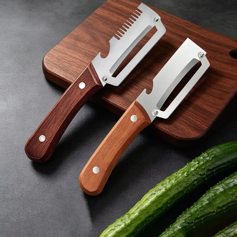 Viral Must-Have Kitchen Peeler | Sharp Stainless Steel Blade, Cozy Wooden Handle + Built-In Bottle Opener – No More Struggling With Tough Skins  Kitchenware Utensils Home Sturdy