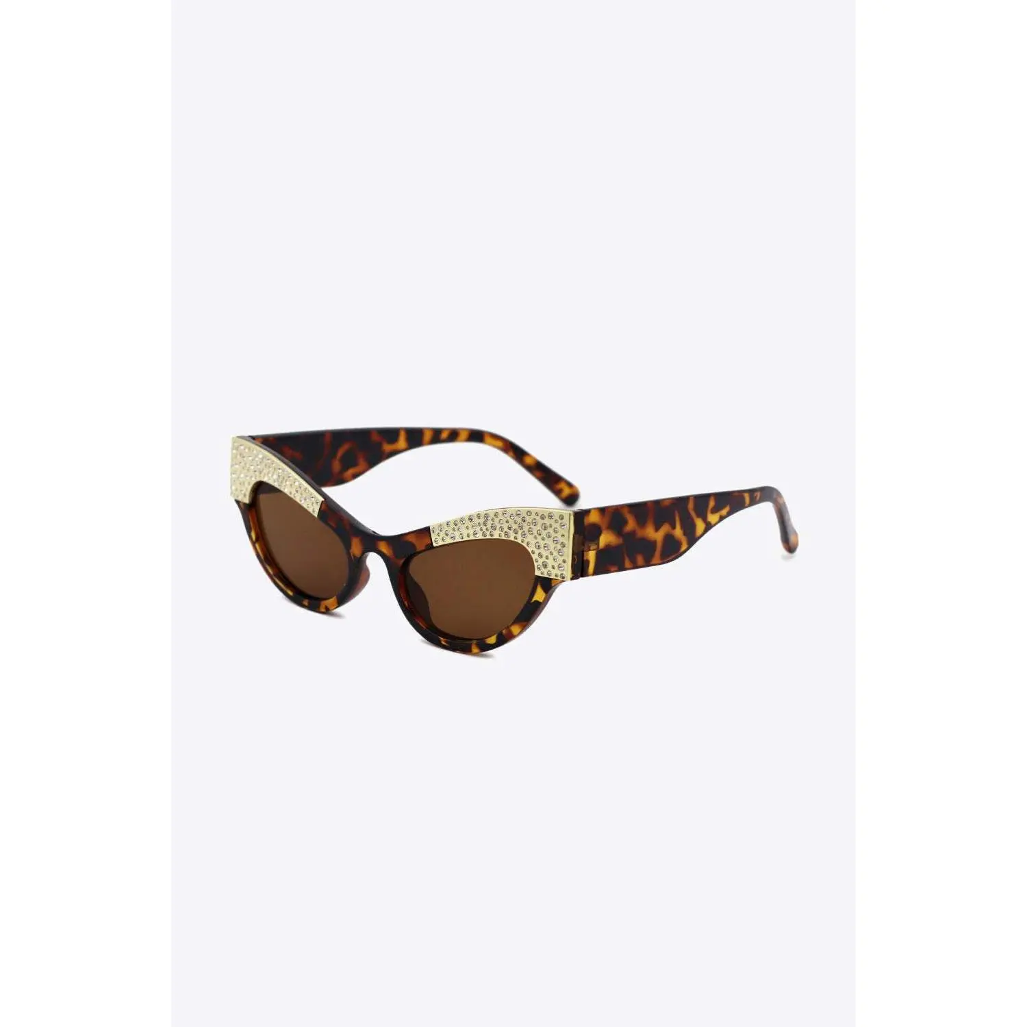 UV400 Rhinestone Trim Cat-Eye Sunglasses