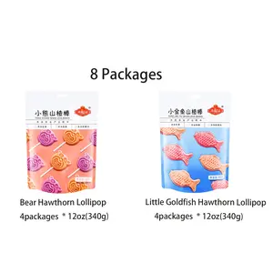 Lai Yi Pin - 4 bags of Bear Hawthorn Bars and 4 bags of Little Fish Hawthorn Bars are mixed packs to satisfy your sweet and sour taste, while hawthorn can also promote the digestion of food, making you healthier! Snack