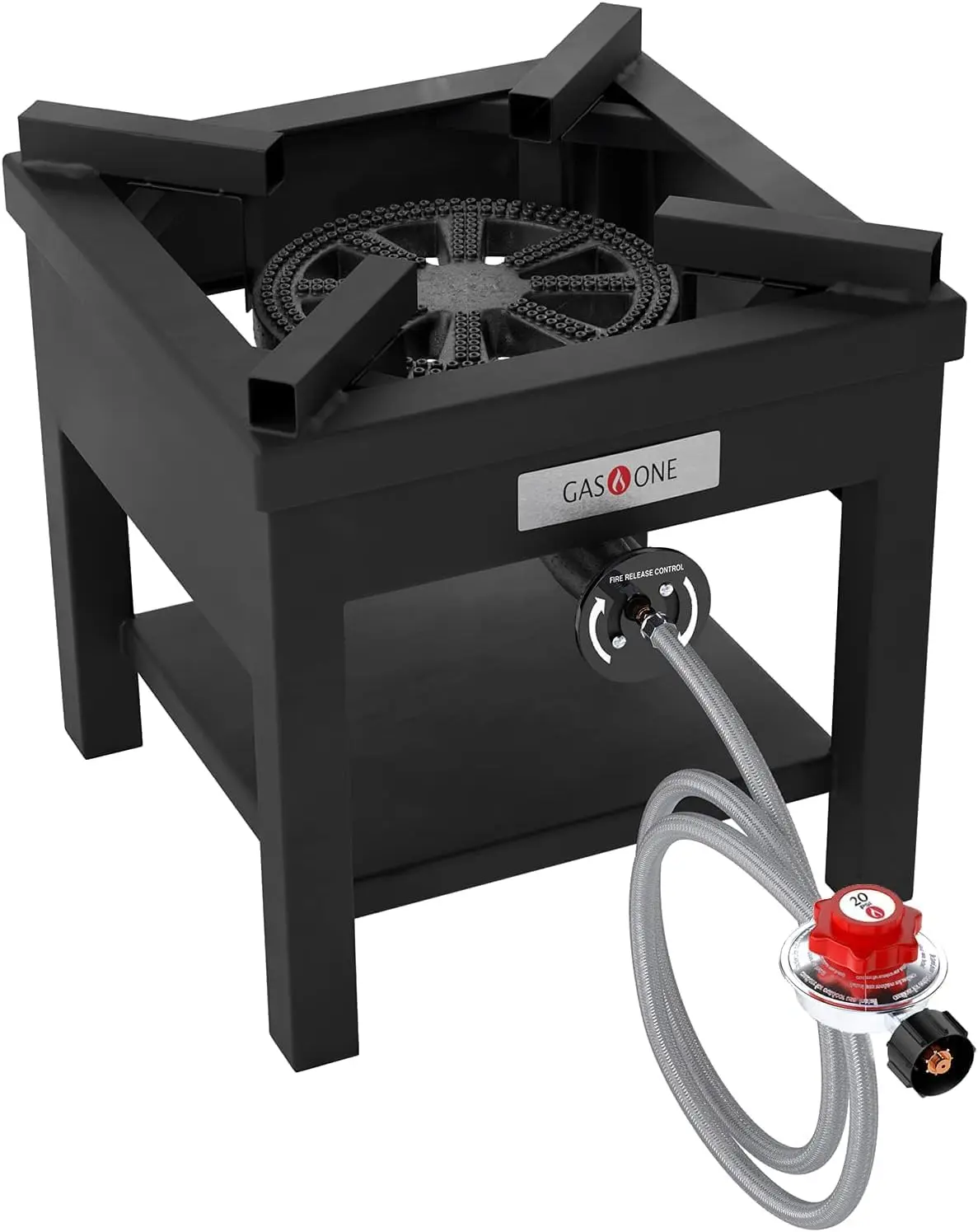 GasOne 275,000 BTU Propane Burner Cooker with Regulator, Steel Braided Hose for Outdoor Cooking, Turkey Fry