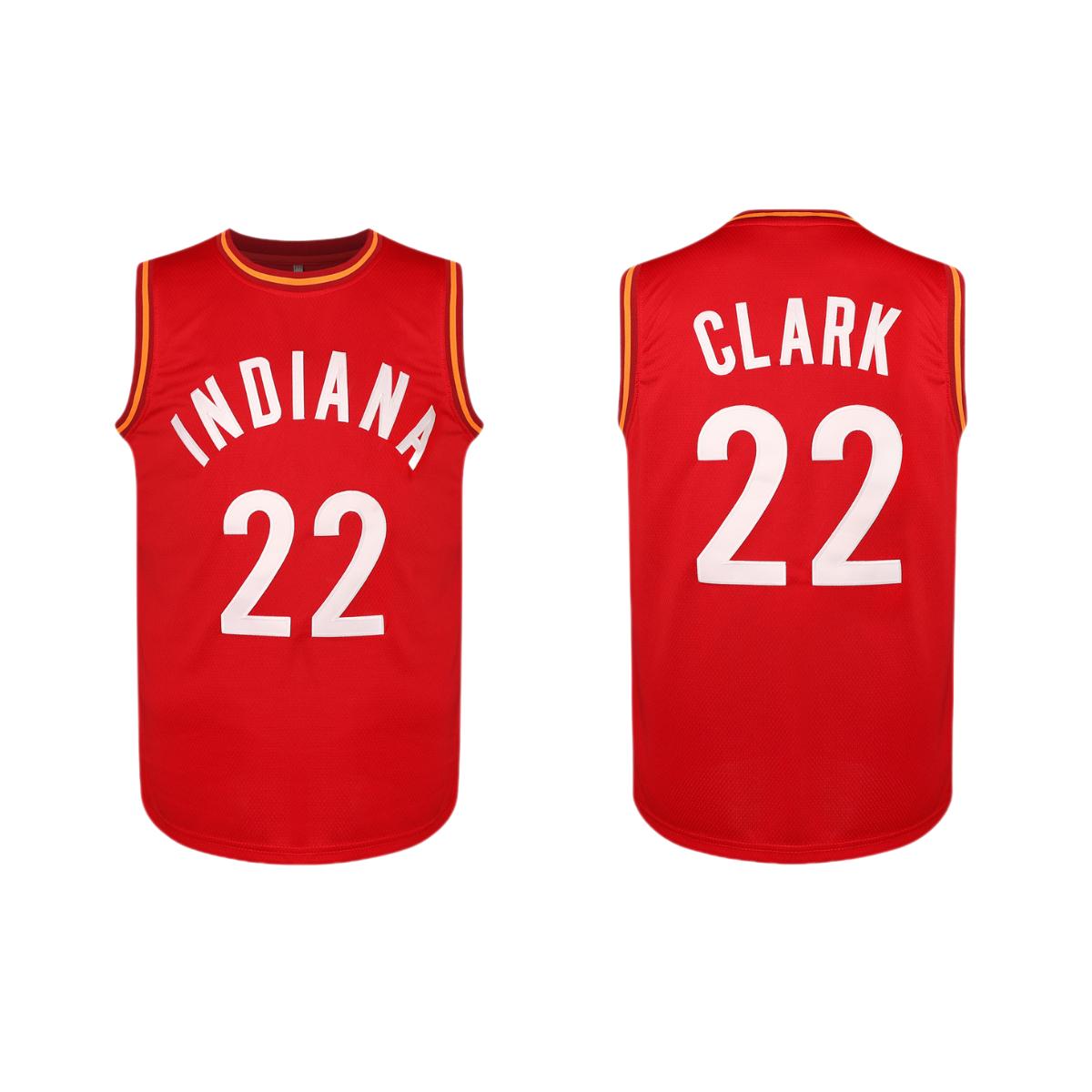 Men/Women's #22 Clark Breathable Mesh Basketball Jersey Crew Neck Red&Yellow Striped Lightweight Sleeveless Top with Embroidered Lettering Indiana Vibes Set Men/Women's #22 Clark Breathable Mesh Basketball Jersey Crew Neck Red&Yellow Striped Lightweight Sleeveless Top with Embroidered Lettering Indiana Vibes Set