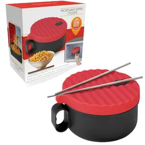 Microwave Noodle Cooker for Ramen and Pasta, Pho, Pasta & Soup – 40 Oz BPA-Free Bowl w/ Chopsticks Lid & Handle – Dorm, Office, Home, Gift-Ready