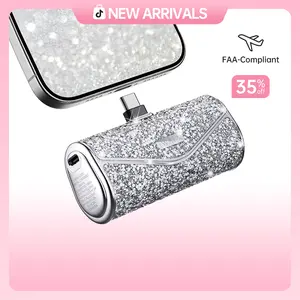 iWALK Sparkly Portable Charger 22.5W 5000mAh Power Bank for iPhone 17/16/15 & Samsung S25/24/23 Compact USB-C Connector Battery Pack Cable Fast Chargeable Smartphone Travel Gadget - Travel Gadgets, Charging