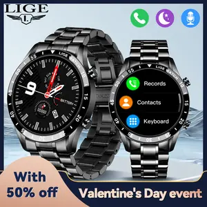 LIGE large disc steel band smart watch with exercise and sleep detection, wireless calls and long standby Wearable multiple sport wireless answer