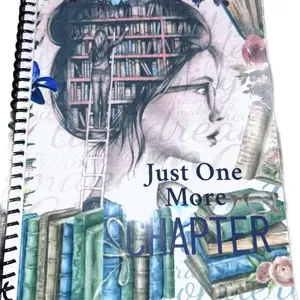 Just One More Chapter Reading Journal with Spiral Binding and Illustrations work organization