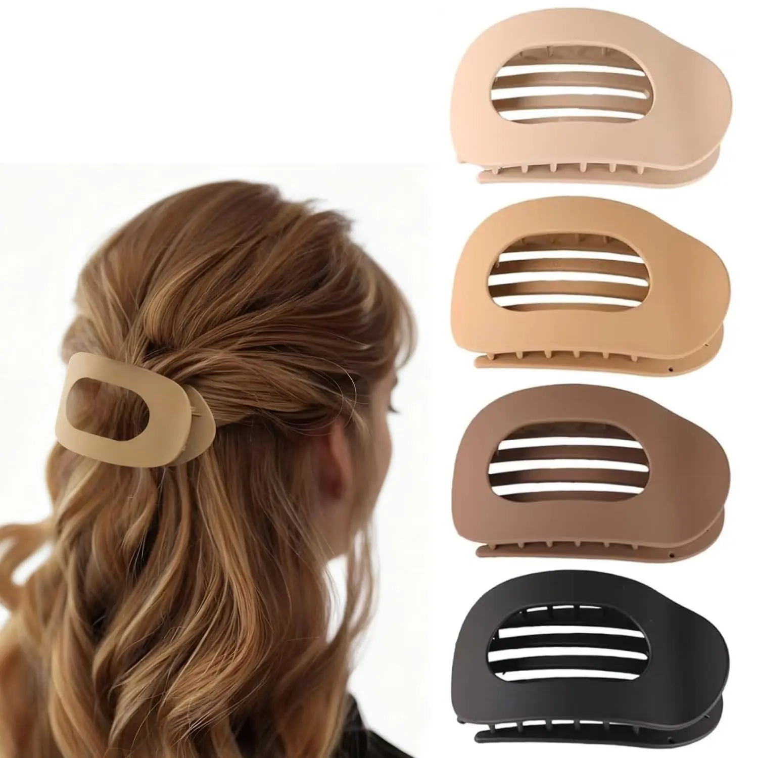 4PCS Duckbill Hair Clips for Women, French Flat Hair Claws for Thick Thin Hair, Simple Elegant Solid Color Lay Flat Clips, Non-Slip Hair Clamps for Long Short Hairs