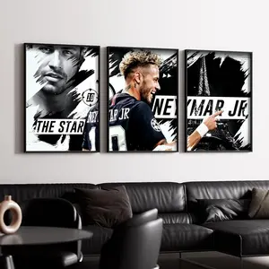 Neymar Jr. Split Design Poster HD Waterproof Art Sticker | Custom DIY Self-Adhesive Wall Print | Fade-Resistant Decorative Wall Poster for Home, Office, Living Room, Bar | Multiple Sizes, High-Definition Print, Easy Peel and Stick Artwork