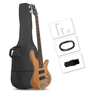 44-Inch Bass guitar with Laurel Wood Fingerboard H-H Pickup Burlywood Finish Includes Bag & Accessories Beginner's Kids Acoustic Set slider unique lightweight kit wholesale underrated acustic jazz master affordable new string  acoustic extra light