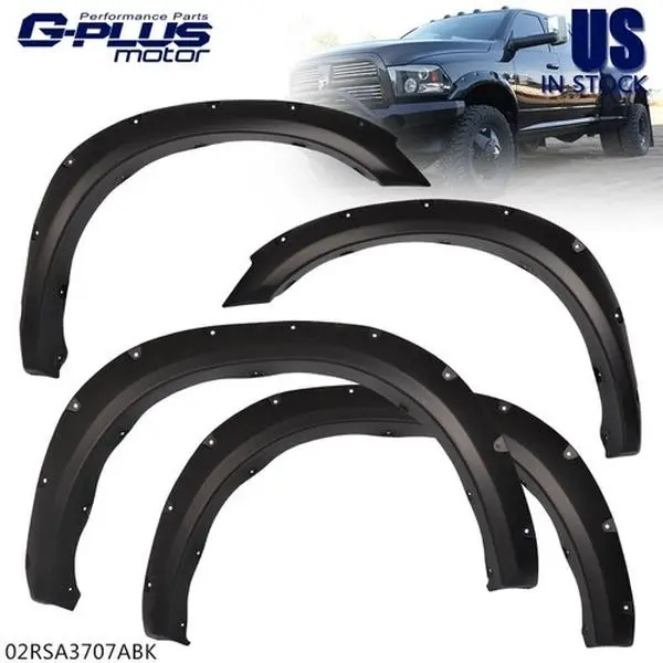 Fender Flares Pocket Rivet Style for 2010-2018 Dodge Ram 2500 3500 Smooth 4Pcs G-PLUS