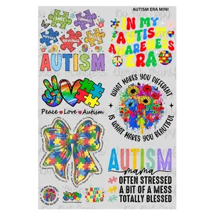 Autism Era Mini DTF Transfer Gang Sheet 24.5" Wide x 36" Long Direct To Film Trendy Vibrant Designs for Stylish Wardrobe