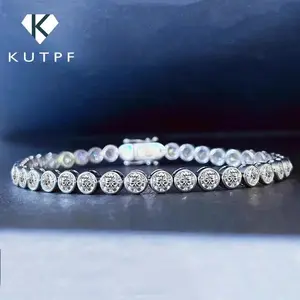 3mm Moissanite Tennis Bracelet for Women 925 Silver Bezel Set Round Bubble D Color Diamond Bracelets with Gra Certificate