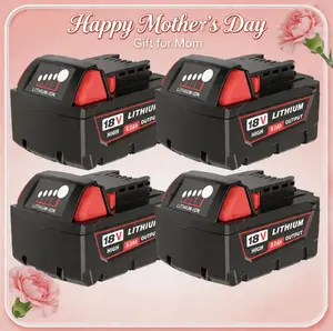 Upgrade version 4Packs 18V 8.0Ah M18 Replacement Lithium Battery, High Output Battery with LED Display & Safety Protection, Compatible with Milwaukee 48-11-1862 48-11-1852 48-11-1882 Cordless Power Tools