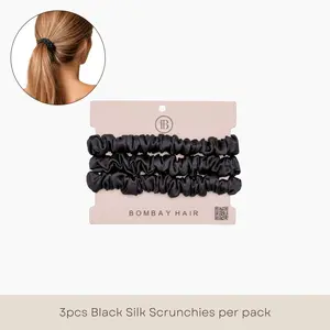 3 Silk Scrunchies (Skinny) - Black 3 Silk Scrunchies (Skinny) - Black