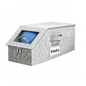Stackable Hat Storage for Baseball Caps, 15L Large Capacity Closet Organizer with Clear Window, Non-Woven Fabric Storage Bins for Baseball Caps, Clothes & Accessories
