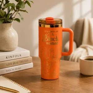 "Orange Oasis" FlowSip™ Insulated Tumbler – 40oz – It's a Beautiful Day to Be a Black Woman