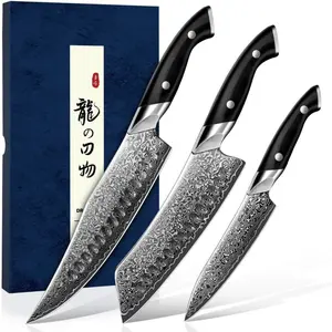 DRAGON RIOT 3-Piece Japanese Kitchen Knife Set with Gift Box, Ideal Gift for Home Cooking Enthusiasts