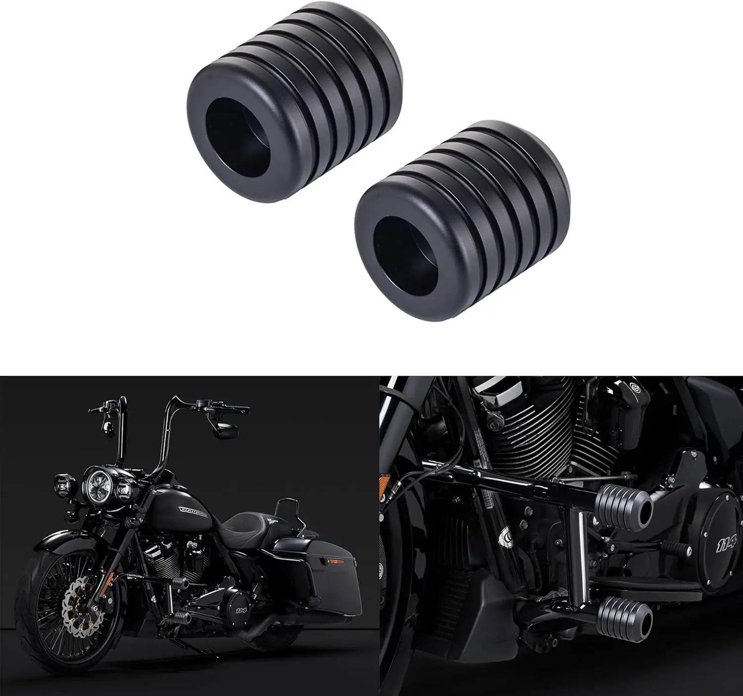 Advanblack CNC Milled Aluminum Motorcycle Frame Sliders - Black, Multi-Colors, Bolt-On Fit with 3/8-16 Screws, Threaded Holes, Enhanced Safety, Practical & Aesthetic for 1.25" (1 1/4") Highway Crash Bars/Saddlebags Guards (All Flat Out Compatible)