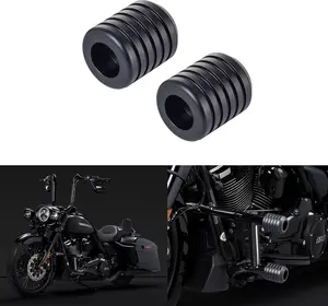 Advanblack Motorcycle Frame Sliders Machined CNC Alumium Crash Bar Slider Fit All Flat Out & Highway 1 1/4" Crash Bar Saddlebags Guards (Black)