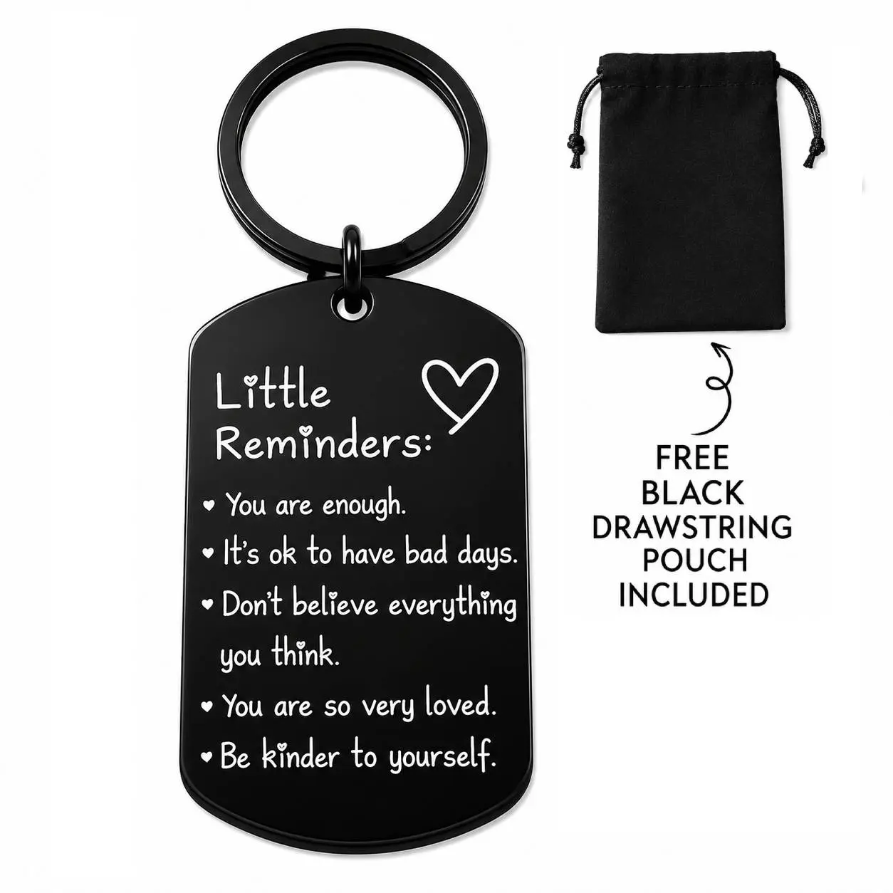 Little Reminders Inspirational Keychain for Women Men, You Are Enough Engraved Reminder Keyring, Encouragement Gift for Friends Coworkers