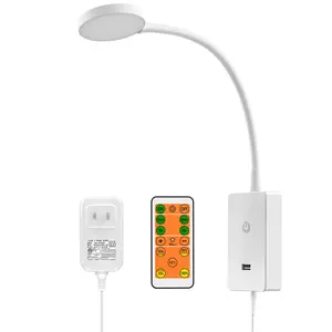 LED Wall Mount Light with Remote Control for Reading Books in Bed, White Flexible Bedside Reading Lamp for Bedroom, Stepless Dimmable, 3X Lighting Colors, Timer Auto OFF, 5V2A USB Output