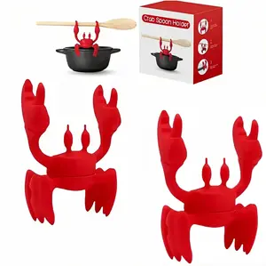 Crab Silicone Utensil Rest - Silicone Spoon Rest for Stove Top - BPA-Free- Heat-Resistant Kitchen and Grill Utensil Holder - Non-Slip Spoon Holder Organiser