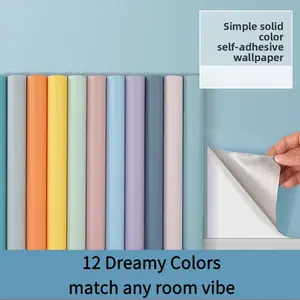 Macaron Peel & Stick Wallpaper - 12 Muted Colors, Eco-Friendly Removable - No Glue, No Residue - for Bedroom, Living Room, TV Wall, Sofa Backdrop (1 Rolls)