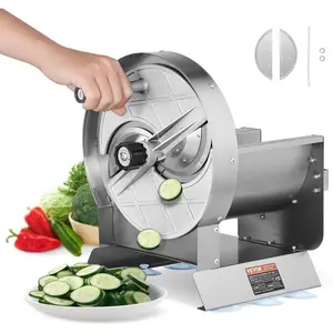 VEVOR Electric Vegetable Slicer, 0 - 0.5/0 - 12mm Thickness Adjustable Commercial Slicer Machine, Convertible to Manual, Stainless Steel Food Cutter Slicing Machine, Large Feed Port for Potato, TomatoVEVOR Super Brand Day