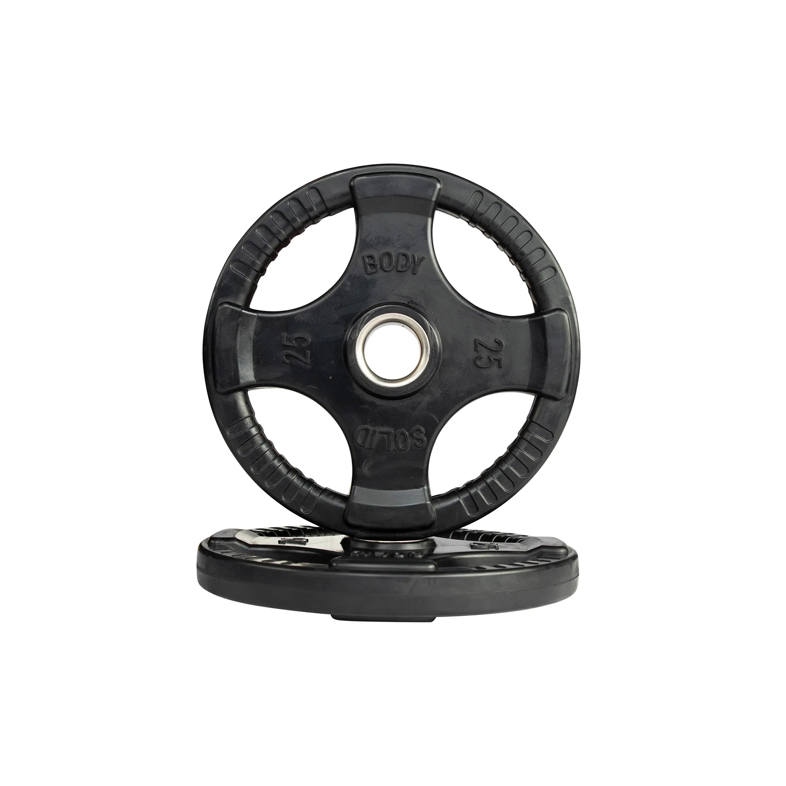 Body‑Solid ORT Rubber Grip Olympic Plates | 25 LB Pair — Heavy‑Duty Quad-Grip Rubber-Coated Olympic Weight Plates