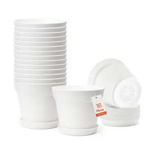 VEVOR Plant Pot, 12 - Inch Large Cylinder Planter with Drainage Holes, Non - Slip Pads Detachable Saucer, Modern Ceramic Flower Pots, Indoor and Outdoor Tree Planter Pot, Home Office DecorationsVEVOR Super Brand Day