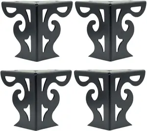 4Pcs 3-Inch Hollow Out Modern Furniture Sofa Legs, Bookcase Feet Triangle Feet for Sofa Table Cabinet Cupboard Bed Couch Chair, Matte Black TUOREN