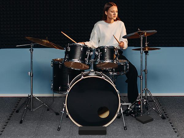 TONOR 20PCS Drum Mat Set with Soundproof Carpet, Thick Sound Absorbing Panel, Non-Slip Bottom & Bass Anchor for Electric Drum Set