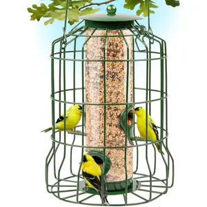 Squirrel Proof Bird Feeders for Outdoors Hanging (Premium Metal) 1.25 lb Capacity, Chew & Rust Proof, 4-Port Bird Feeder