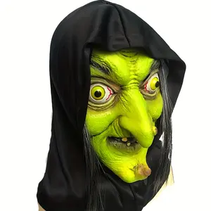 1pc Spooky Halloween Witch Mask/Realistic Latex Rubber Head Costume Accessory/Scary Granny Disguise for Party and Events balaclava face masks
