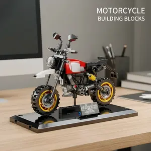 New Classic Motorcycle Building Block Model Kit, Hobby Collection Display Piece, Birthday Gift, Collectible Toy Set, Building Block Sets