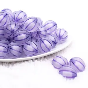20mm Purple Frosted Pumpkin Shaped Bubblegum Bead