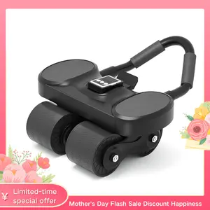 Homhut New Ab Roller Wheel with Knee Mat &Timer, Automatic Rebound Abdominal Wheel, Ab Abdominal Exercise Roller with Elbow Support, Abs Workout Equipment Ab Exercise Roller for Women Men ：