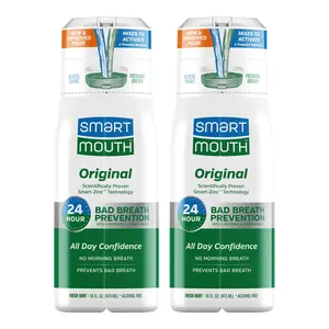 SmartMouth Original Zinc Activated Mouthwash (16oz 2 Pack) – Oral Rinse for 24-Hour Bad Breath Protection with Twice Daily Use | Fresh Breath Dentist-Recommended Oral Rinse
