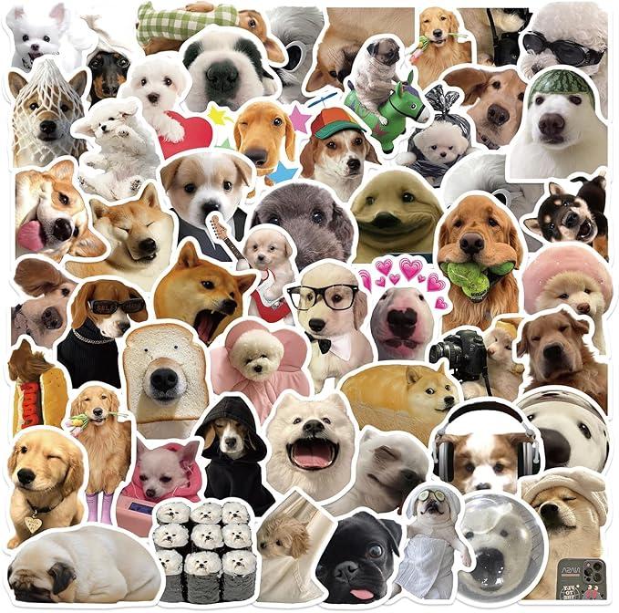 Dog Meme Stickers, Funny Dog Stickers for Kids Journaling Adults Kawaii,Cute Waterproof Vinyl Sticker for Water Bottles Laptops 50Pcs
