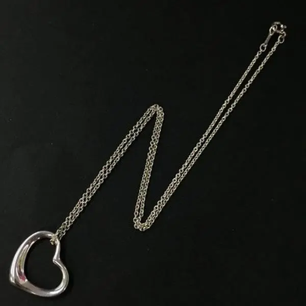 Pre-owned Tiffany&Co. Silver 925 Elsa Peretti Open Heart Pendant Necklace 12463026697/923208