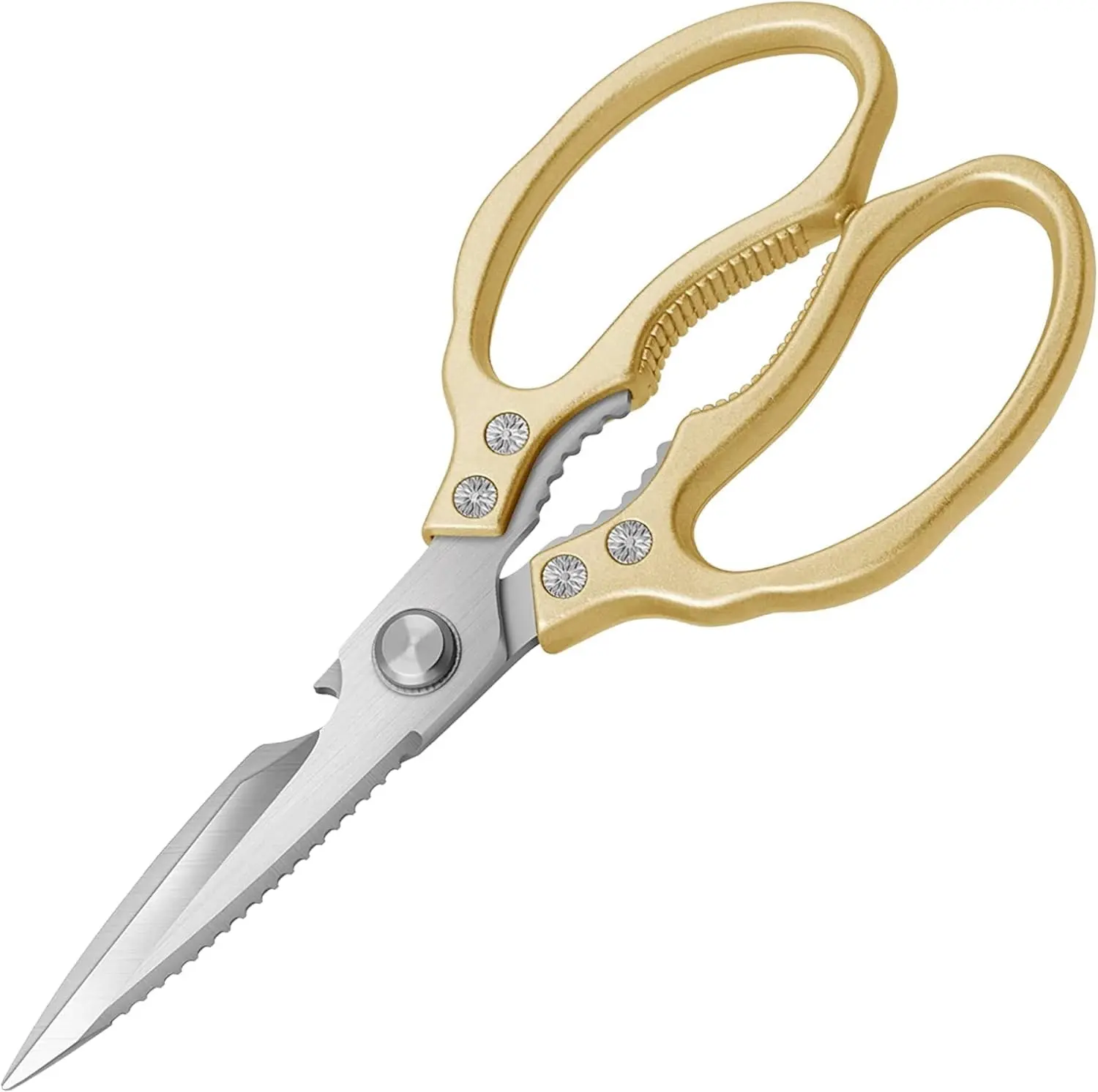 Gold Kitchen Scissors Heavy Duty – 8.9" Stainless Steel Shears for Food Scissors Heavy Duty Multi-Purpose for Meat Chicken Fish Kitchen Tool Gold Shears