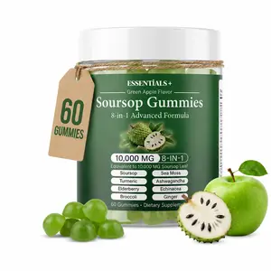Soursop Gummies 10,000mg – 8-in-1 Blend with Sea Moss, Elderberry & Ashwagandha | Vegan, Non-GMO | 60 Count