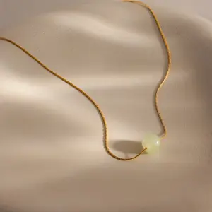 Jade Bead Necklace by Caitlyn Minimalist - Dainty Green Gemstone Necklace - Layering Charm Necklace - Crystal Jewelry - Gift for Her