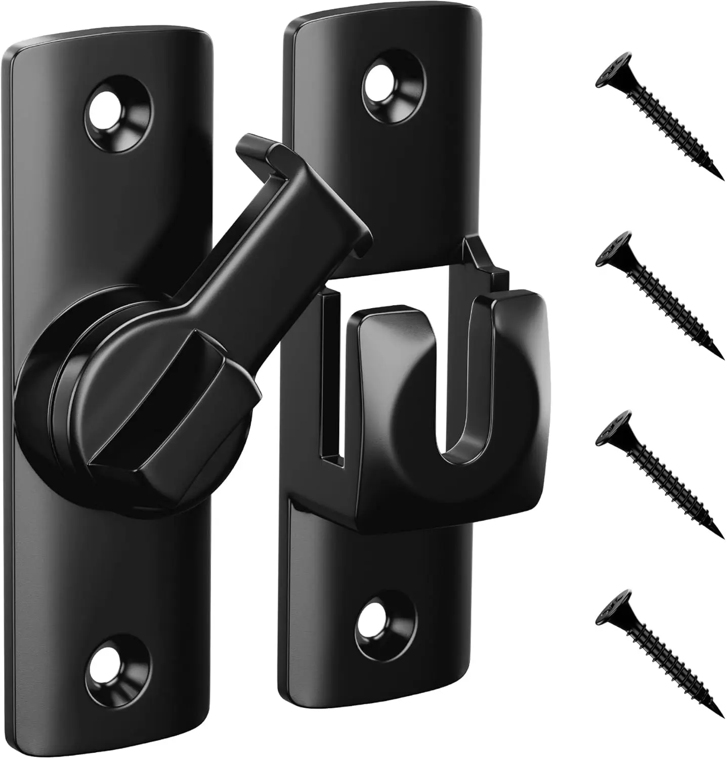 Flip Door Latch, 90/180  Barn Door Latch, Black Right Angle Door Lock Latch, Flip Gate Latches Hardware, Sliding Door Latch Lock for Cabinets, Bathroom, Barn Door, 1 Pack