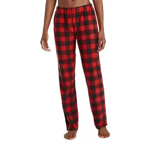 Women's Holiday Buffalo Check Plaid Fleece Matching Family Pajama Pants  SMALL Womenswear Adjustable