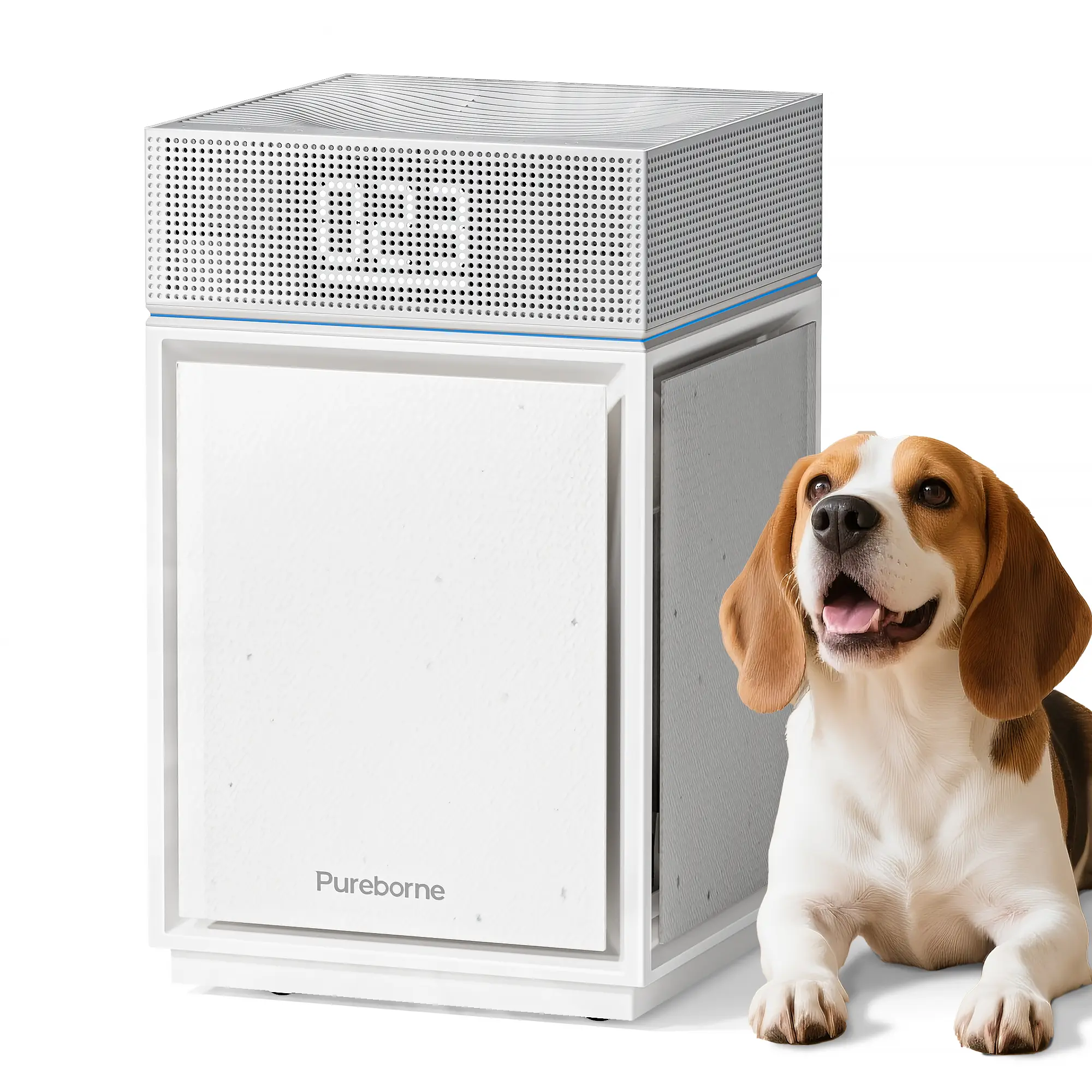 Pureborne PB6866 Air Purifier for Large Spaces (Living Rooms, Apartments, Bedrooms) Up to 3600 ft², with PM2.5 Monitor, H13 HEPA Filter, Auto Mode, Quiet Casters, 4 Adjustable Fan Speeds, 12-Hour Timer, Ideal for Pet Hair, Dander, Odor, Allergies, Allergy